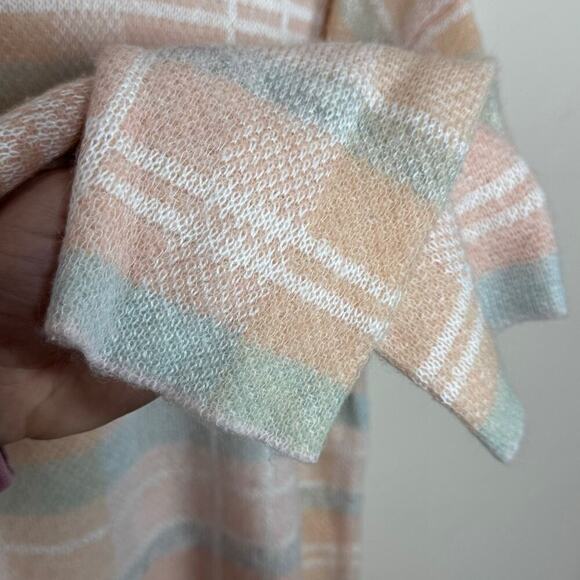 Lou & Grey Plaid Wool Blend Sweater Beige Pink Neutral Academia Tunic M Soft - Picture 4 of 8